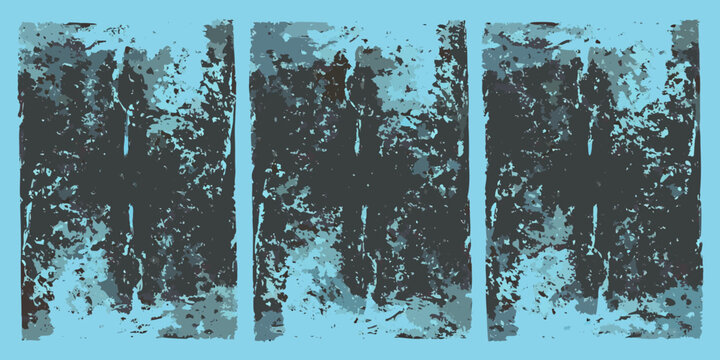 Distressed texture panels a vector grunge pattern on a light blue background