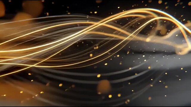 Abstract futuristic background with glowing star patterns and vibrant blue light wave lines