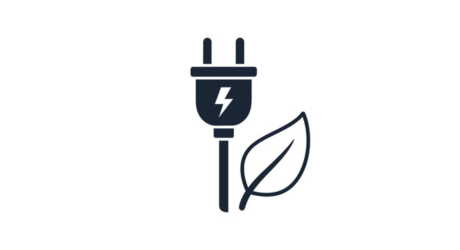 Green energy plug icon representing clean eco friendly electricity.