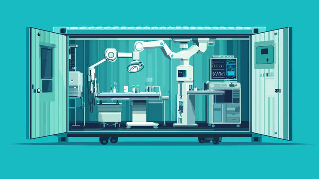 Medical room with advanced equipment inside a shipping container