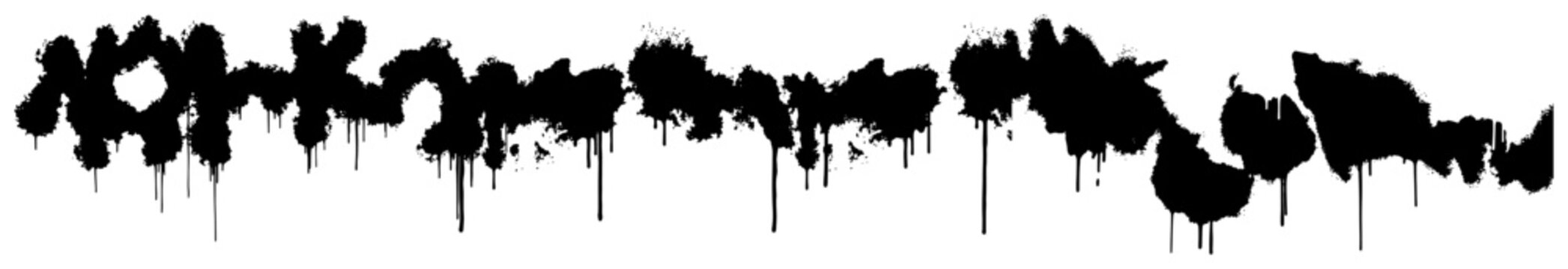 Ink splash border with irregular paint blobs in black and white grunge style