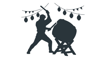Man hitting a large drum with stick. © Afi