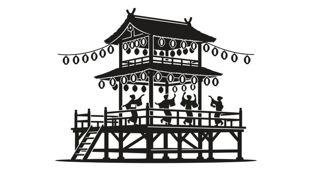 Traditional Japanese Pagoda Tower Structure.