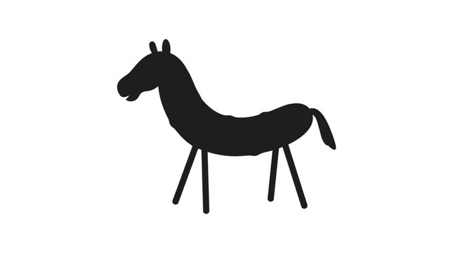 Black silhouette of a horse standing.