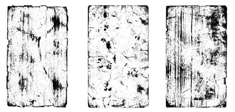 Letterpress ink textures. Set of 3 Rough, eroded lino print textures taken from high resolution scans. Compound path