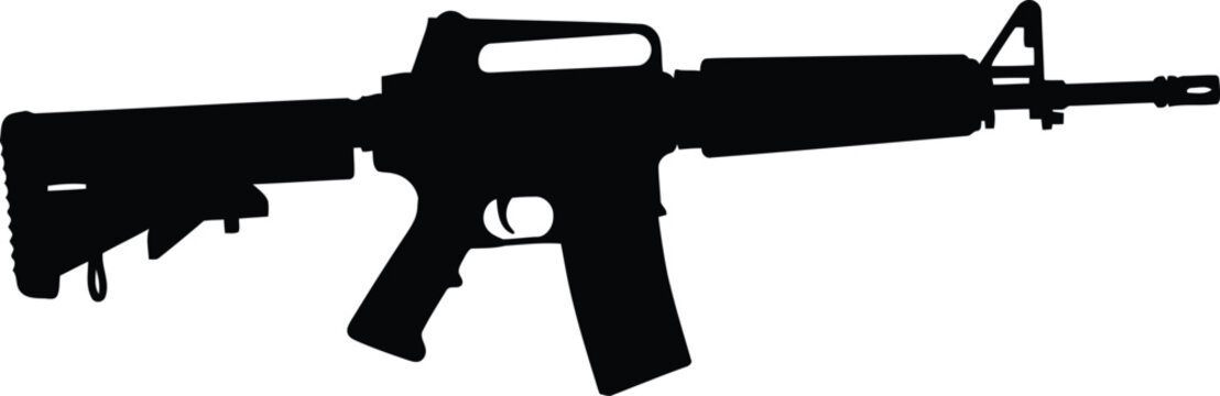 Black silhouette of an m16 assault rifle firearm isolated weapon design