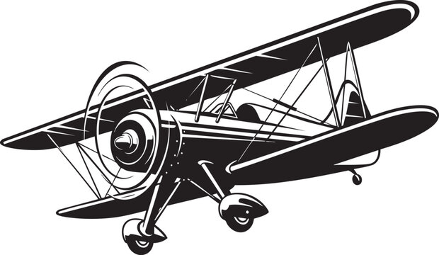 ​Classic propeller airplane flying vector icon