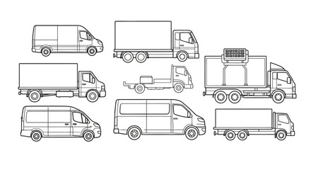 Delivery truck and cargo van line icon set © Trimo