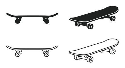 skateboard silhouettes on white background silhouette board © Reajul