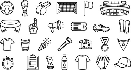 Soccer Football Tournament and Stadium Line Icon Vector Sports Set © MST SUYARA