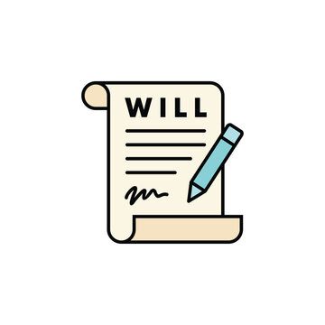 Last will document and testament signed vector icon.