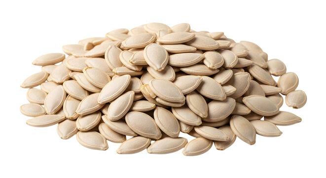 Pile of raw pumpkin seeds on black background