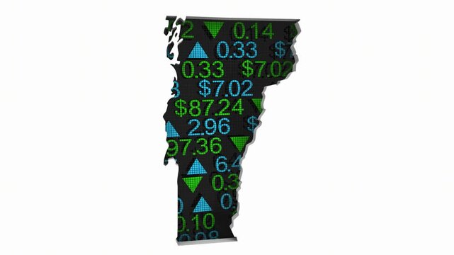 Vermont VT State Map Stock Market 401K Investment Pension Financial Outlook 3d Animation