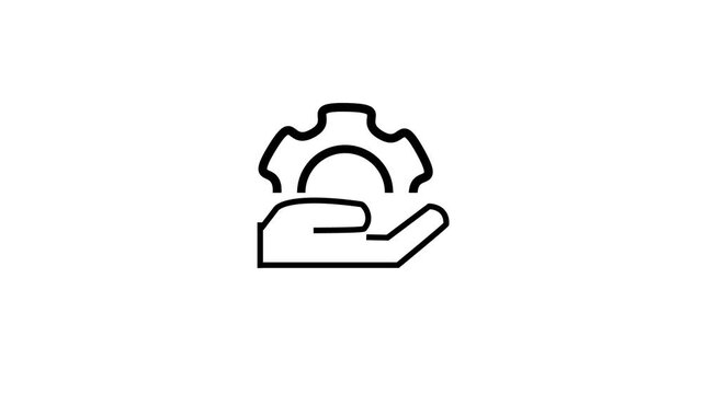 icon of solar technology in outline design animated animation on a black background,with Gk animation.