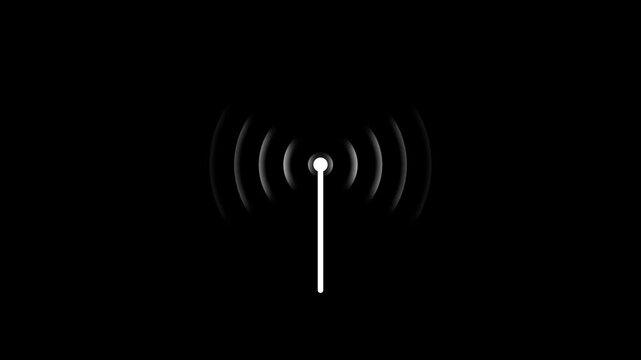 Abstract technology wireless signal icon color animation with Black background Technology Radio wave station signal animation on with black background
