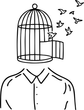 Nine symbolic line drawings illustrating diverse states of human consciousness.