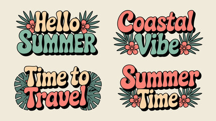 summer themed typography vector coastal travel hello time vibe tropical text design graphic illustration beach holiday seasonal vacation leisure fun festive © Raian