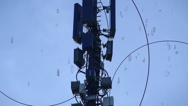 Mobile telecommunication tower mast antenna sending 5G radia signal