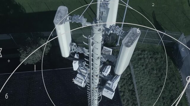 Mobile telecommunication tower mast antenna sending 5G radia signal