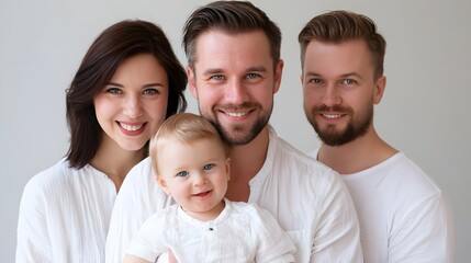 Fototapeta premium A group portrait of three adults smiling brightly in a professional and positive setting