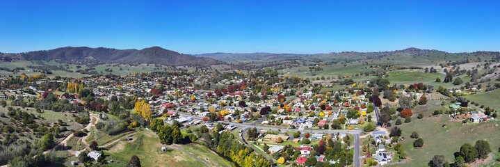 Naklejka premium Spectacular aerial panorama of Adelong NSW Australia