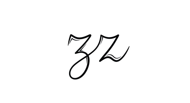 Elegant Z Z Monogram Script Font Design