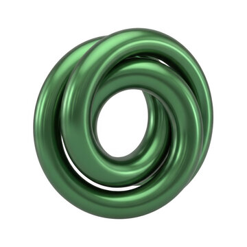 Green 3d spiral ring with smooth metallic texture