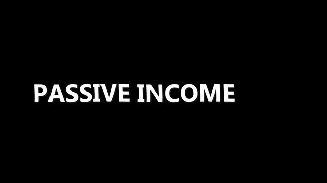 Animated passive income concept with growing coins and arrows on black background