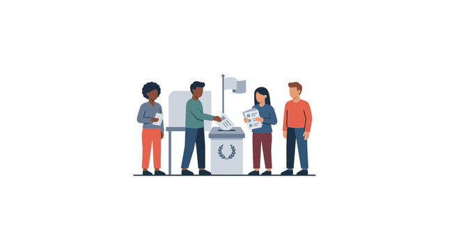 Diverse people casting votes at polling station, election process, voting booth