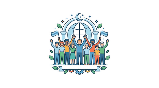 Diverse People Celebrating Global Unity and Diversity with Flags