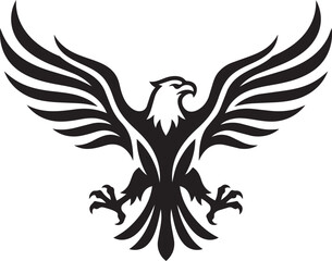 Fototapeta premium Majestic Flying Eagle Silhouette Vector Mascot Logo with Spread Wings