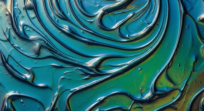 Swirly Teal Paint Texture Background.