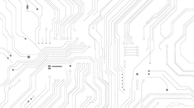 circuit board pattern on white background electronic components wires connections technology gray vector illustration digital hardware electronics engineering schematic diagram network