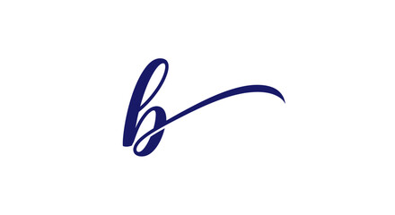 Elegant Blue Calligraphy Letter B on White Background © Danang