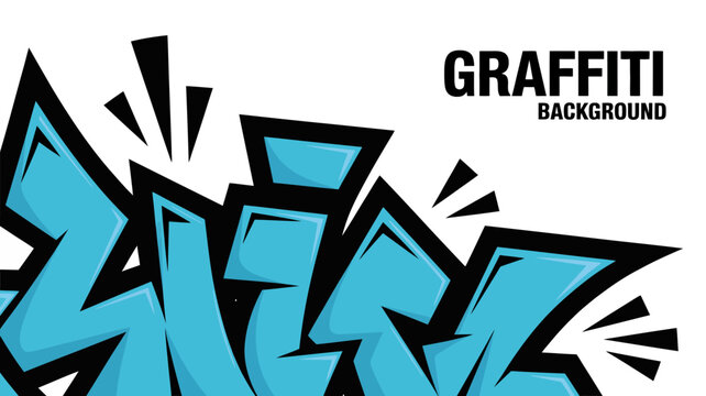 graffiti art on white background street urban tagging spray paint design vector illustration graphic pattern blue black shapes abstract modern culture
