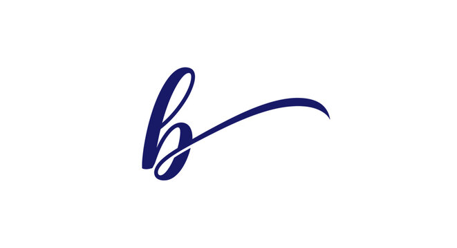 Elegant Blue Calligraphy Letter B on White Background