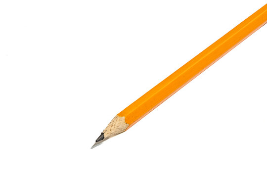 High-Resolution classic yellow pencil with ultra-sharp sharp tip on pure white background with copy space