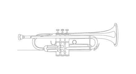 Obraz premium Minimalist Trumpet Line Art Vector Illustration