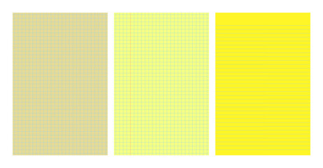 Set of yellow legal pad pages with lined or grid designs © dniprodd
