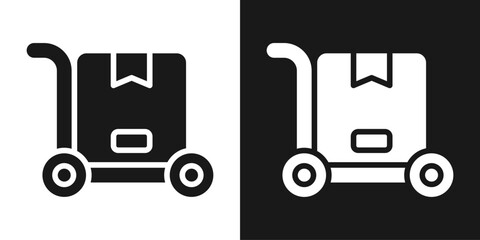 Fototapeta premium Cargo Trolley Icon In Black And White Glyph Style