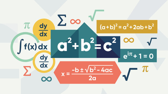 Mathematical formulas and symbols background.