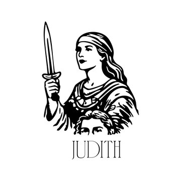Judith Biblical Heroine Illustration, Hand Drawn Religious Character Portrait