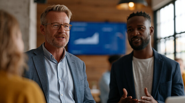 A corporate HR director and a security awareness trainer debrief employees after a surprise social engineering simulation test in a large break room where reaction data and