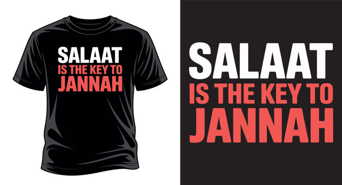 Salaat is the key to jannah t-shirt design, islamic t-shirt design, muslim faith clothing, prayer importance. Vector art print templet.