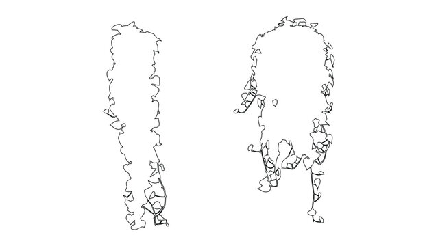 Set of climbing ivy plant top view sketch icons for architectural floor plan renderings.