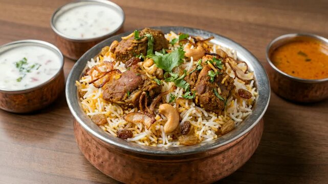 flavorful mughlai biryani served in traditional style indian cuisine