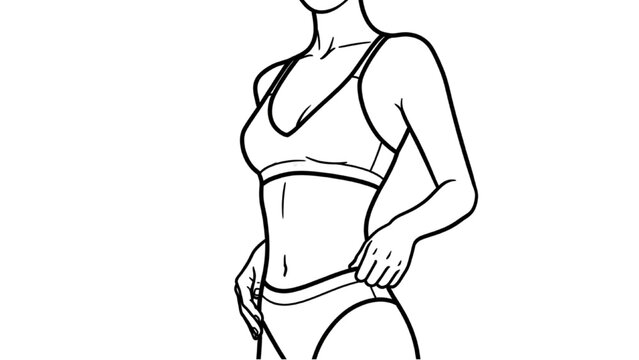 A 2D CAD vector illustration of a woman wearing fitness clothing
