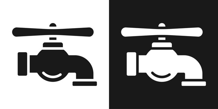 Water Faucet Icon In Black And White Glyph Style