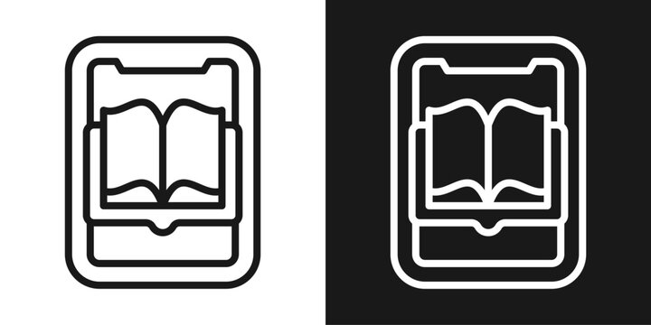 Ebook Reader Icon In Black And White Line Style