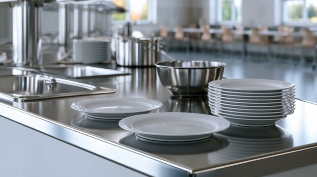 Neatly organized station with spotless kitchenware. Ensured all dishes and utensils are clean and properly arranged. Maintained pristine workstation with arranged cutlery and dishware in order